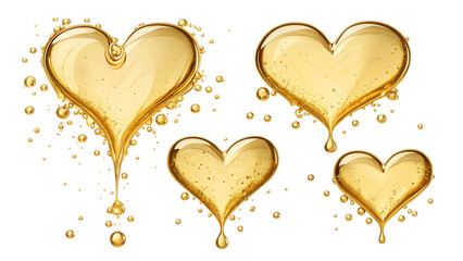 Fototapeta premium Heart from golden oil splash PNG Image