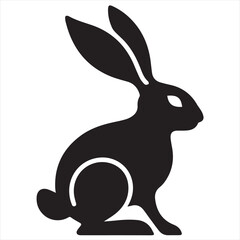 Obraz premium Minimalist Rabbit Logo Vector in Silhouette Style – Elegant Bunny Design for Eco-Friendly Brands, Pet Stores, Children's Products, Nature Themes, Organic Labels, and Animal Logos