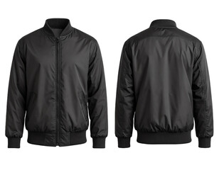 Stylish black bomber jacket design front and back.