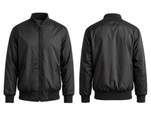 Stylish black bomber jacket design front and back.