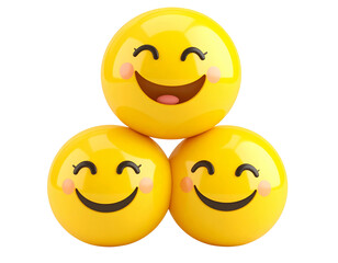 Fototapeta premium Stacked Happy Face Balls with Cute Expressions Transparent PNG