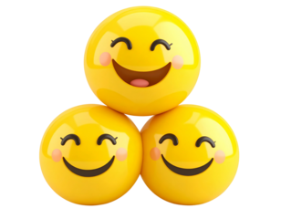 Stacked Happy Face Balls with Cute Expressions Transparent PNG