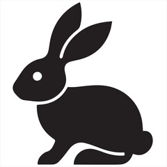 Minimalist Rabbit Logo Vector in Silhouette Style &ndash; Elegant Bunny Design for Eco-Friendly Brands, Pet Stores, Children's Products, Nature Themes, Organic Labels, and Animal Logos