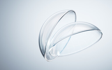 Transparent medical contact lens, 3d rendering.