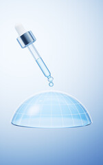 Transparent medical contact lens, 3d rendering.