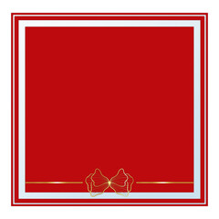 Red Square Text Frame with Glass Effect and Gold Ornament, Isolated on White Background