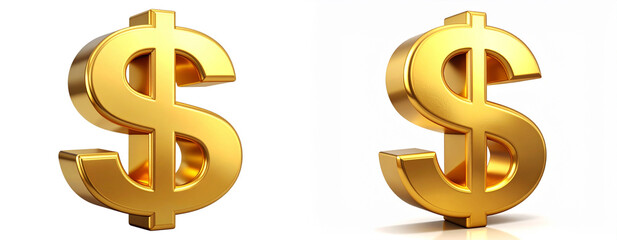  Golden Dollar Sign Symbol Isolated on Transparent Background PNG