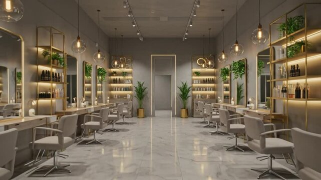 Empty modern salon interior design concept