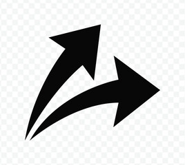 Intersecting Black Arrows Icon - Directional Up and Right Pointer