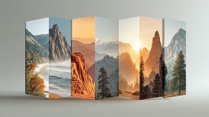Scenic landscapes collage: Travel destinations and environmental concepts