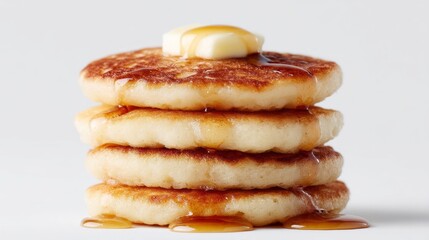 Fluffy buttermilk pancakes drenched in amber syrup evoke indulgent brunch gatherings and shimmering golden moments of Pancake Day revelry