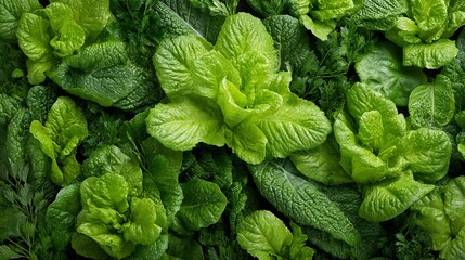 Lush tapestry of vibrant lettuce leaves evokes holistic living, redolent of Earth Day celebrations and mindful culinary artistry