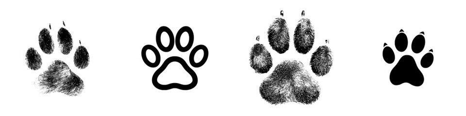 Obraz premium An illustration of a black paw print set against a white background