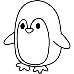 Hand drawn penguin cartoon illustration outline 