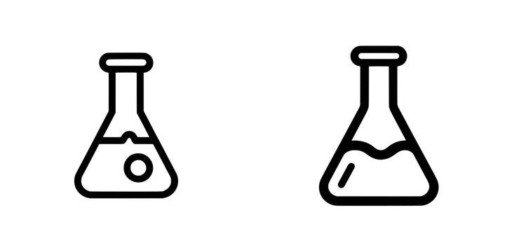 The icon is a simple black and white representation of a flask filled with liquid, used in chemistry