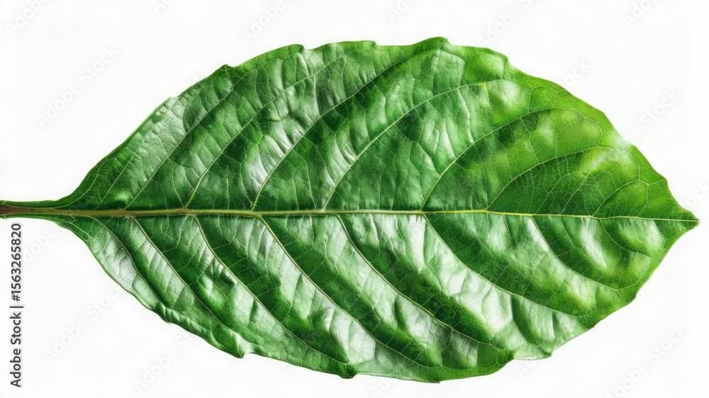 Poster a detailed view of a single leaf on a plain white background