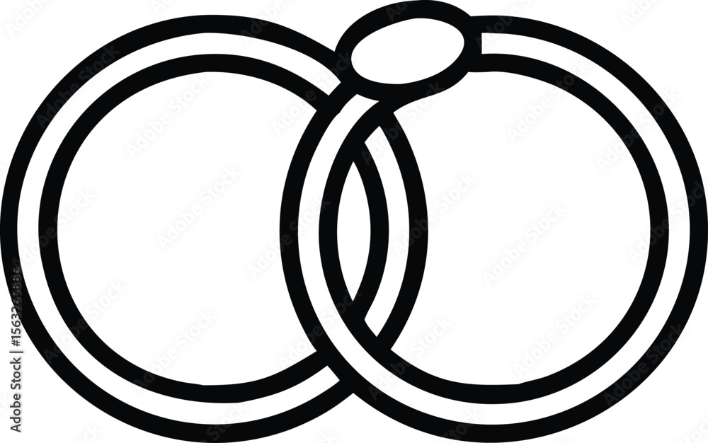 Poster two linked double ring icon in simple outline design element