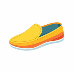 Stylish Yellow and Orange Stripe Slip-On Loafer Shoe Design Illustration