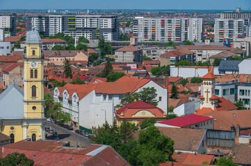 Panorama Oradei – widok na starówkę z wieży ratuszowej
