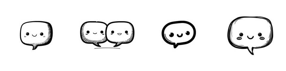 A simple black and white speech bubble icon suitable for communication and chat apps