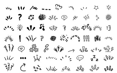 hand drawn cute curly lines expressions cartoon movement comic doodle