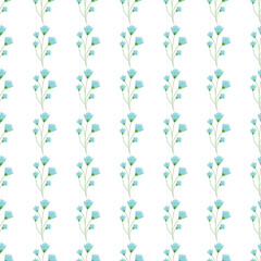 Seamless Floral Pattern Featuring Blue Flowers on a White Background