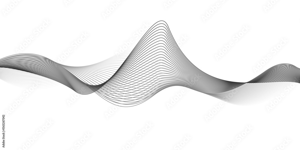 Poster black and gray abstract wave lines – minimalist smooth flowing curve design.