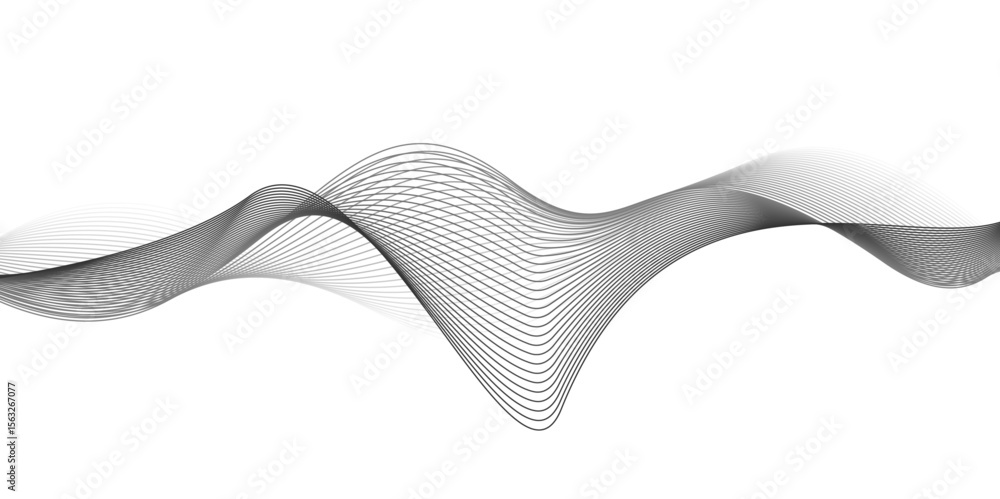 Aufkleber digital line wave background – gray and black minimal abstract curve design.