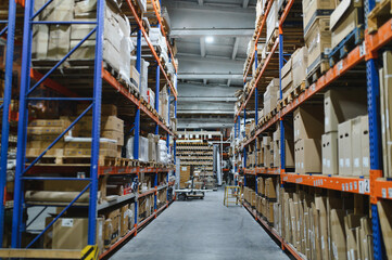 A perspective background photo of a warehouse for storing goods related to export import logistics...