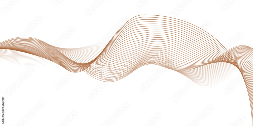 Poster minimalist coffee line wave – soft brown abstract flow curve vector background.