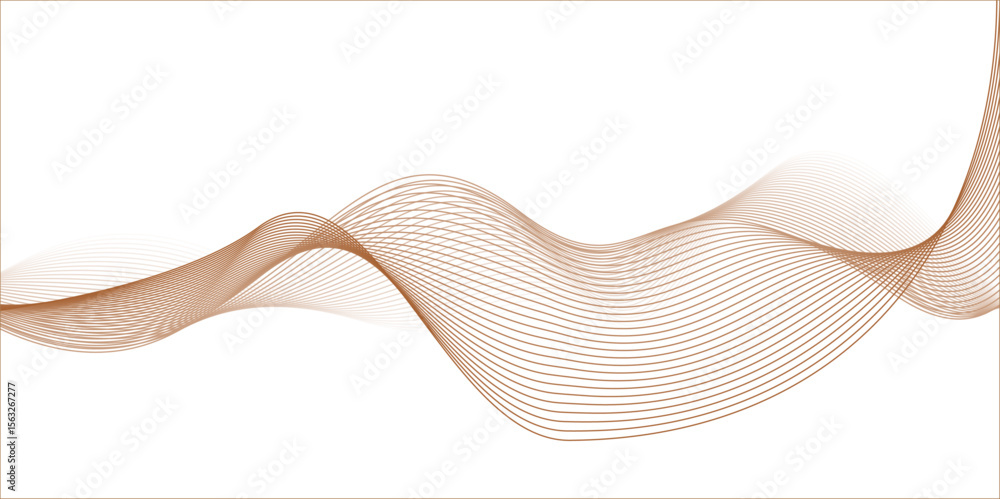 Poster coffee brown abstract wave line – smooth flowing curve vector background design.