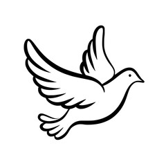 Obraz premium Modern logo outline featuring a stylized peace dove icon rendered in black and white