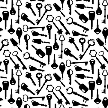 keys silhouettes icon seamless pattern