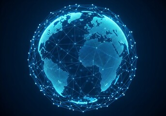 Fototapeta premium Digital earth with glowing connections representing global network and data flow