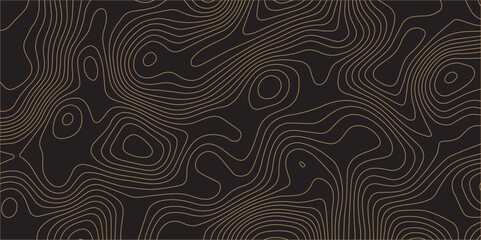 Obraz premium Abstract Dark Topographic Map – Brown Contour Line Terrain Vector Design.
