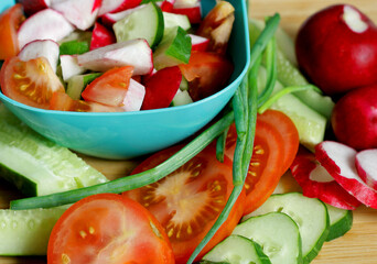 The vegetables for the salad.