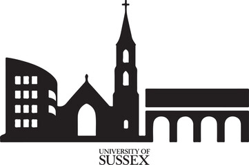 Obraz premium Sussex University Silhouette with Downs Hills in Background