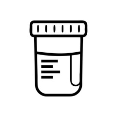Urine sample container with label as lab test icon in vector style on transparent background copy space