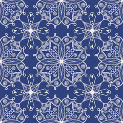 Decorative lace motif. Floral seamless pattern. Vector illustration. Template for fabric and textile, wallpaper, packaging, interior design, printing.