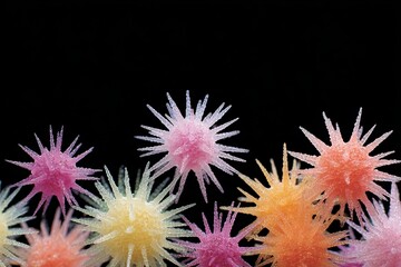 Multicolored cosmic sea urchins serenade the void; perfect for Lunar New Year creativity or World Oceans Day celebrations