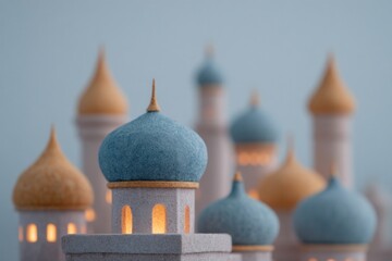 Enchanting pastel minarets whisper tales of serene twilight prayer, evoking Ramadan reflections and mystic Nights of Qadr dreams