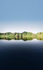 Landforms and lake in the nature, 3d rendering.