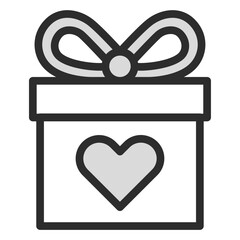 Gift Box Heart Icon Love Present Celebration Holiday Surprise Graphic