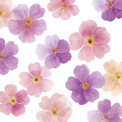 Naklejka premium Delicate Floral Watercolor Pattern with Seamless Design Effect