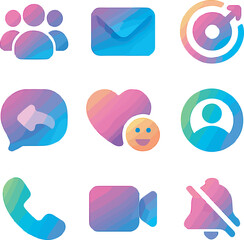 Collection of Modern Gradient Social Media User Interface Icons for Digital Platforms and Applications