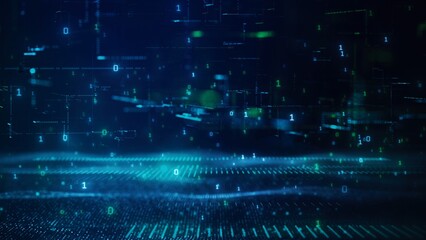 Abstract Digital Data Background with Binary Code and Light Effects