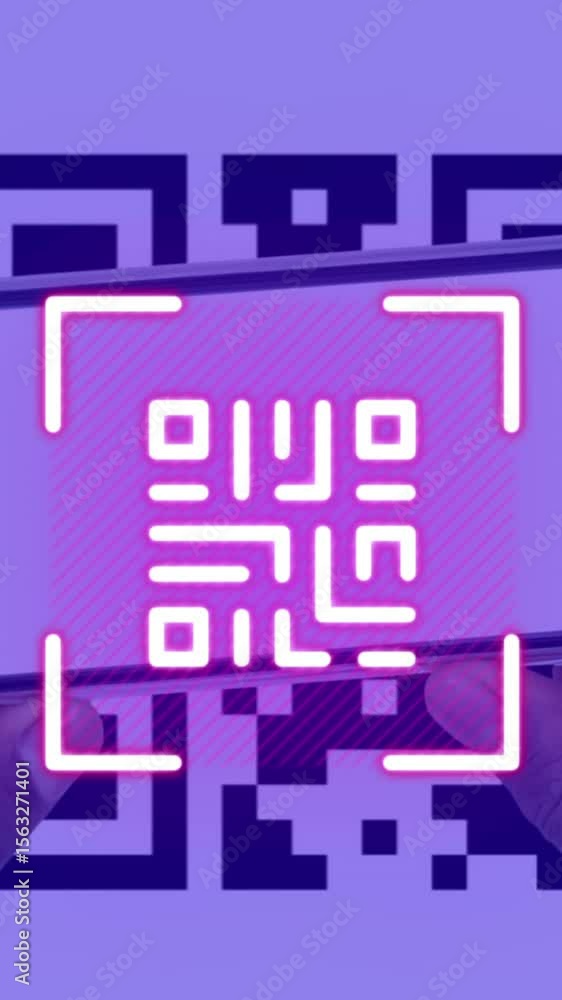 Aufkleber animation of qr code and qr code scanning on smartphone