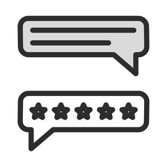 Customer Review Icon Chat Bubble Stars Rating Feedback Modern Line Art Outline Minimal User Experience