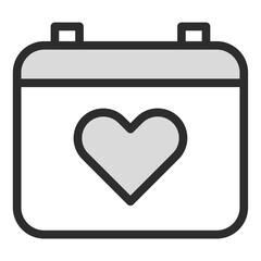 Valentine Date Calendar Icon Heart Event Love Relationship Modern Line Art Outline Minimal Anniversary Plan