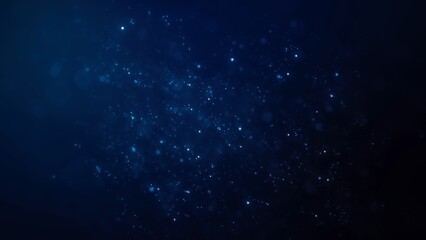Abstract Blue Sparkling Background with Glowing Particles